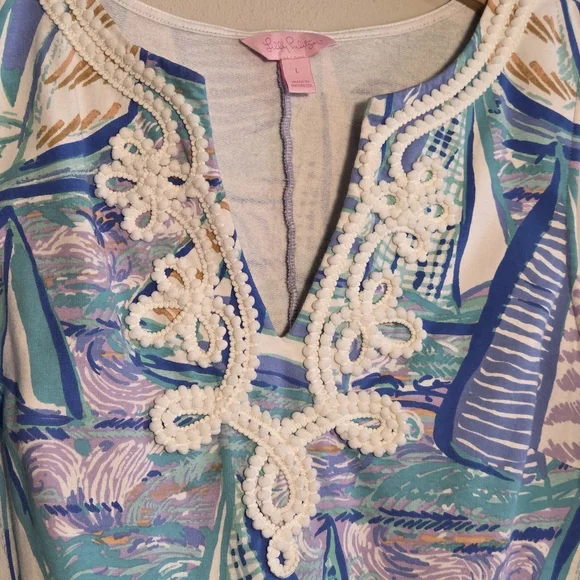 Lilly Pulitzer Harper Sailboat Shift Dress Sz L Nautical Vacation Resort Casual - Picture 3 of 11